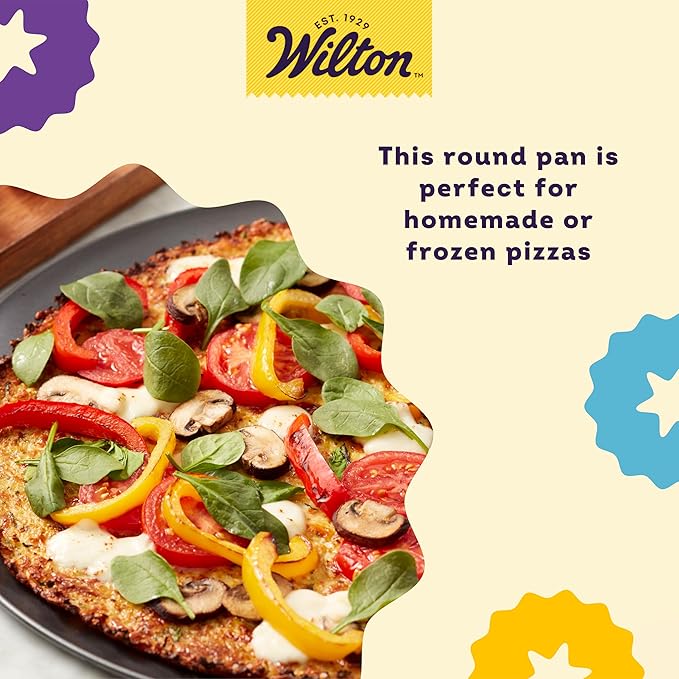 Wilton Perfect Results Premium Non-Stick Pizza Pan, Non-Stick Bakeware, Steel, 14-Inch.