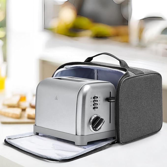 YARWO 2 Slice Toaster Cover with Bottom and Solid Structure, Dust Cover Compatible with Amazon Basics 2 slice, Elite Gourmet Toaster, Small Bread Machine Bag with Visible Window, 11.4 x 8.3 x 8 in