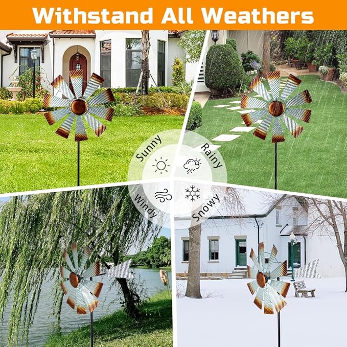 Viveta Metal Wind Spinners, Garden Wind Sculptures & Spinners,Kinetic Wind Spinner for Outdoor Patio Yard Decor