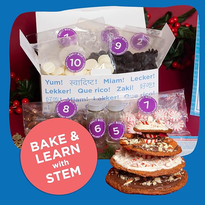 BāKIT Box Holiday Peppermint Trees Kit for Kids | DIY Christmas Cookie Decorating Kit | Fun Gingerbread House Alternative, Great Gift for Boys and Girls