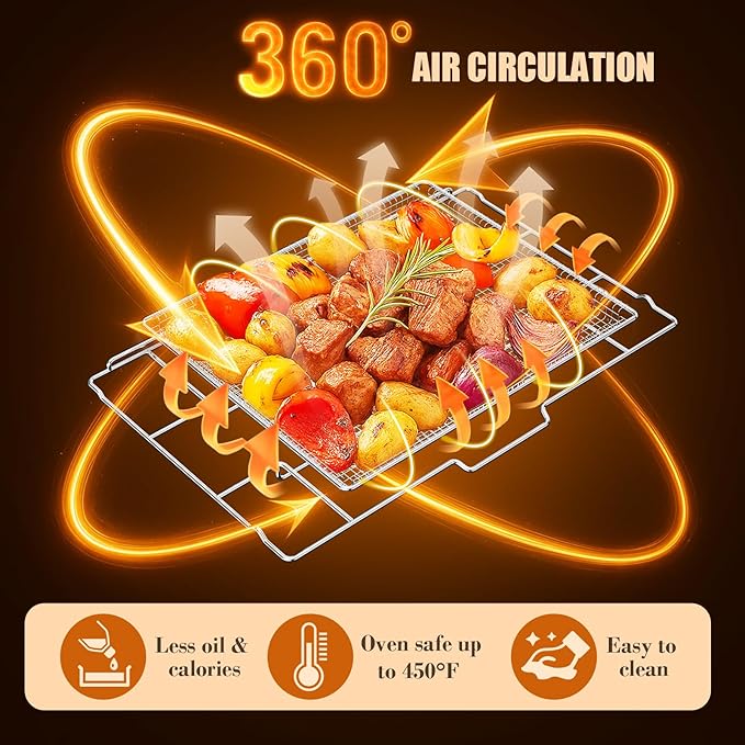 Air Fryer Tray for Frigidaire, Amana 30 inch Gas Range Oven, Air Fryer Basket Tray Set for Frigidaire Wall Ovens Ranges, Universal Stainless Steel Air Fryer Tray, Mesh Air Fryer Basket for Gas Grill