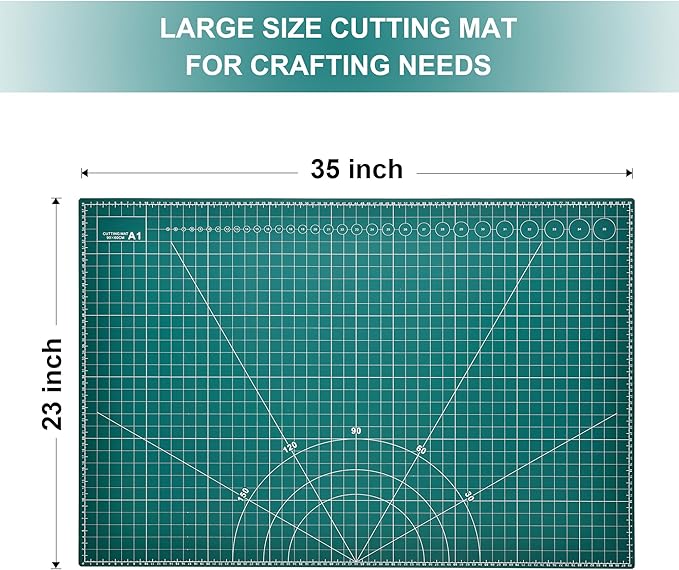 Prime Vinyl Cutting Mat, 23" x 35" Large Self Healing Sewing Mat, 5-Ply Heavy Cut Board, Rotary Cutting Mat for Crafts, Sewing Supplies and Quilting Tools.
