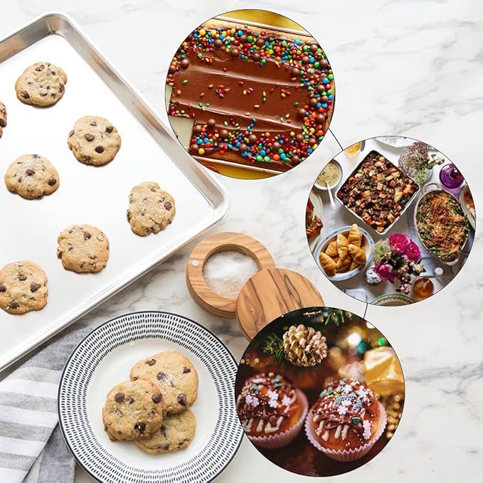 Baking Sheet Set of 5, Stainless Steel 5 Piece Cookie Sheet, Toaster Oven Baking Pan Set, Rectangle Size 16 x 12 x 1 inch, Healthy, Mirror Finish, Rust Free, Dishwasher Safe
