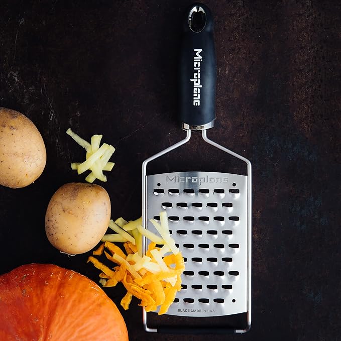 Microplane Gourmet Series Ultra Coarse Grater - Stainless Steel Durable Cheese & Vegetable Grater with Non-Slip Handle for Kitchen, Professional Chef Tools & Equipment