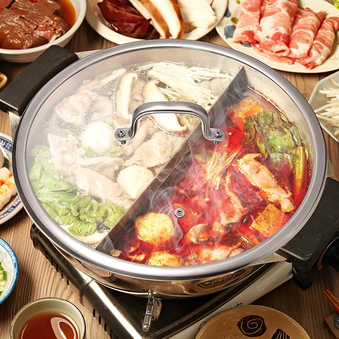 Luxshiny 13 Inch Tempered Glass Pot Lid with Heat Resistant Handle - Thickened Transparent Pan Cover for Frying Pans Woks and Cast Iron Skillets - Visual Cooking with Anti-Drip Design