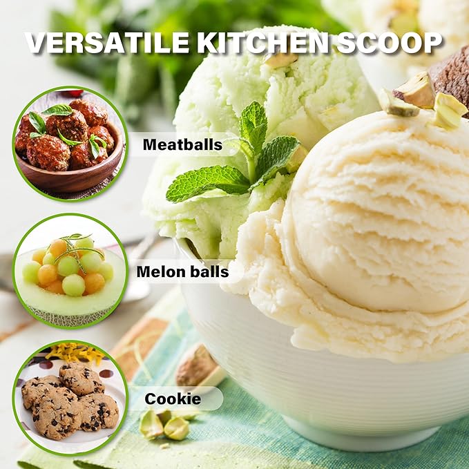 Ice Cream Scoop with Trigger, 5 Tbsp Cookie Scoop for Baking, 2.45 Oz Cookie dough Scooper, Large Ice Cream Scooper, Stainless Steel Portion Scoop, 72.7 ml