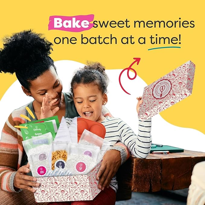 Baketivity Green Donut Kids Baking Kit | Edible Kit for Girls & Boys Ages 6-12 | Baking Set with Pre-Measured Ingredients & Donut Mold