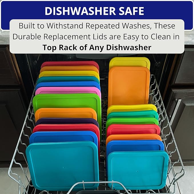 1, 2, 4 & 7 Cup Round & 3, 6, 11 Cup Rectangle Replacement Lids/Covers for Pyrex, Anchor Hocking & KlareWare Storage Bowls *Lids Only -Glass Container Not Included*, 14 Pack *2 of Each Size*