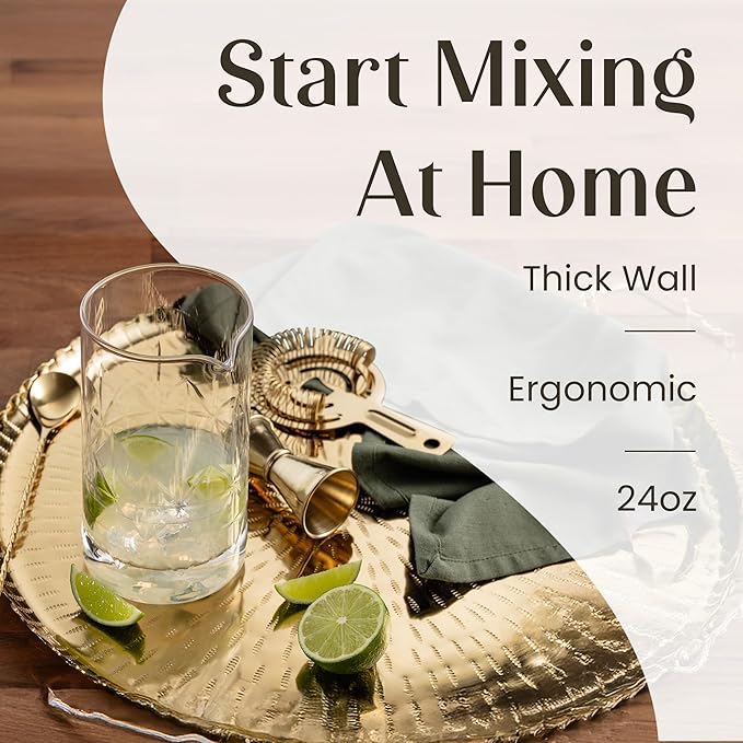 Mixology & Craft 24oz Crystal Cocktail Mixing Glass - Essential Bar Tool