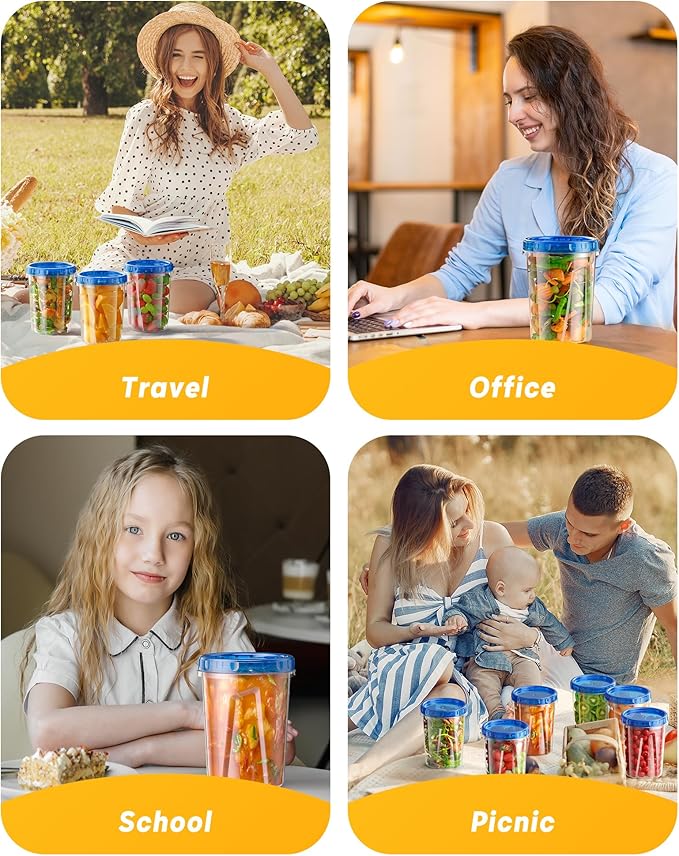 BiuLeon 6 Pack-34 oz Freezer Storage Containers, Plastic Food Storage Containers with Twist Top Lids, BPA Free and Reusable Soup Containers with Lids, Leakproof/Microwave/Dishwasher Safe