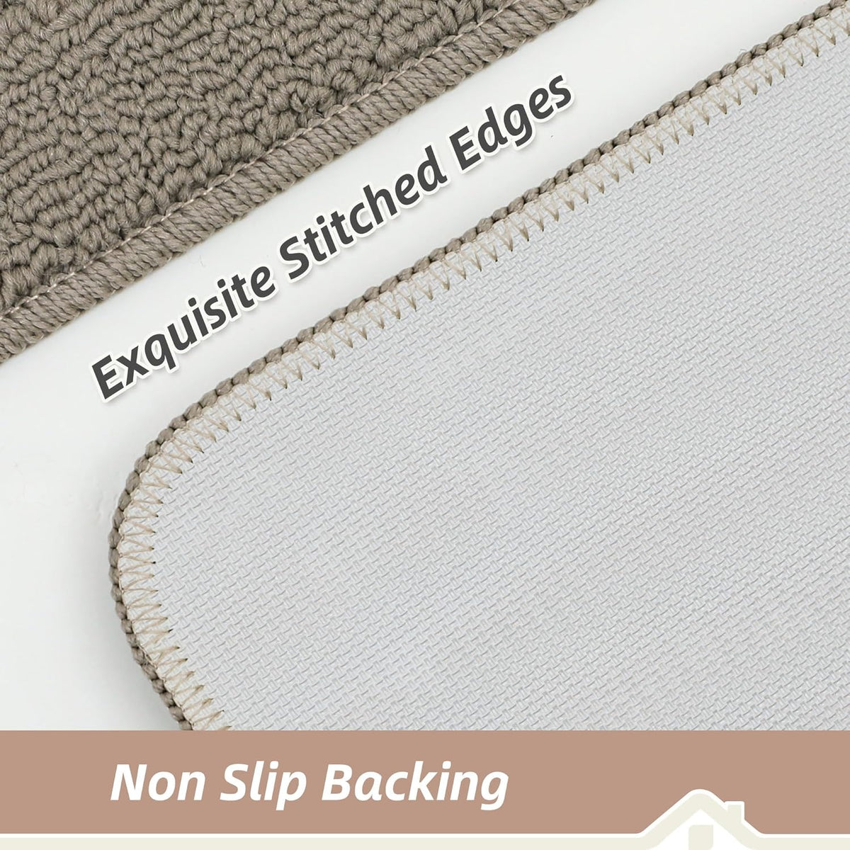 BEQHAUSE 30x18 Inch Kitchen Rug Mat Durable Kitchen Rugs Non-Slip Washable Absorbent Kitchen Mats for Floor Dirt-Resistant Semicircular Kitchen Mat (Taupe)