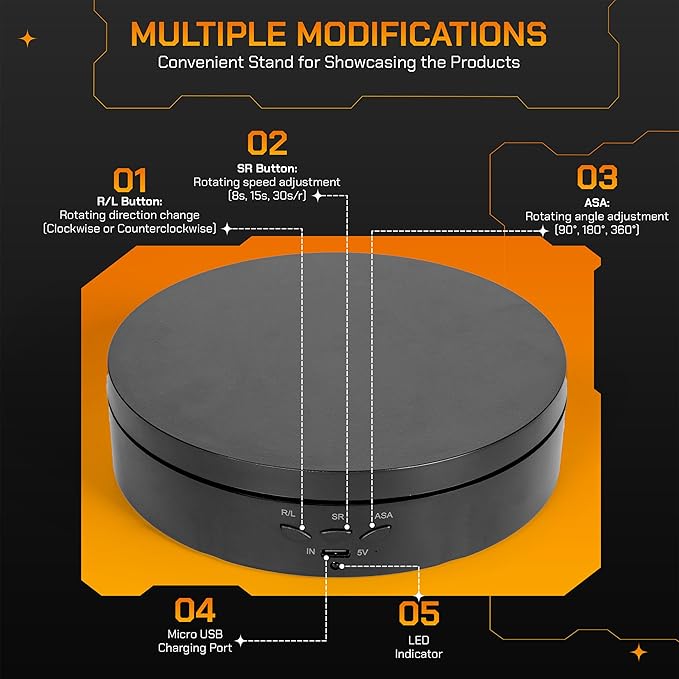 Remote control Motorized Rotating Display stand - 360° Electric Rotating Platform | 3-in-1 Sizes - 5.74", 7.08" and 8.66" Replacement Covers - Rechargeable Turn Table - Live Streaming & Photography
