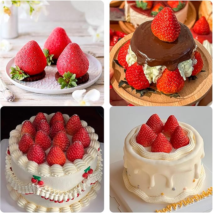 Strawberry Shaped Silicone Mold, 3D Fruit Mousse Cake Mold for Cake Decoration Cupcake Topper Dessert Chocolate Ice Candle Soap