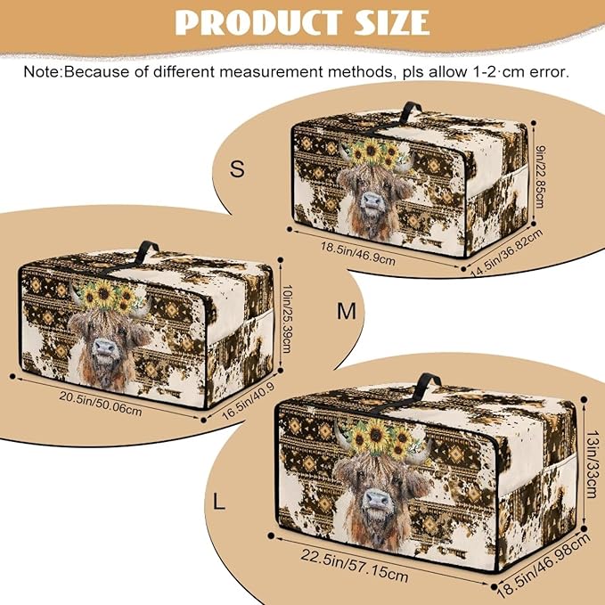Convection Toaster Oven Cover with Pockets, Easy to Clean, Smart Microwave Baking Oven Dust Cover for Countertop, L, Aztec Highland Cow Sunflower Tribal Pattern