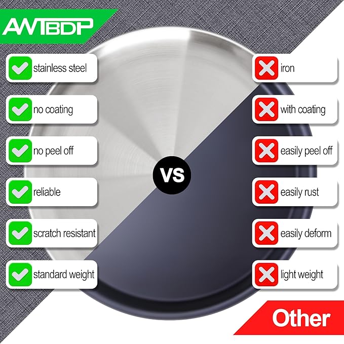 AWTBDP 13½ Inch Pizza Pan for Oven set of 2, Non-Stick Large Round Stainless Steel Pizza Pans plates, Durable Non-Toxic Pizza Steel Tray for Baking Cookie Pie Pizza Cake, Dishwasher Safe & Easy Clean