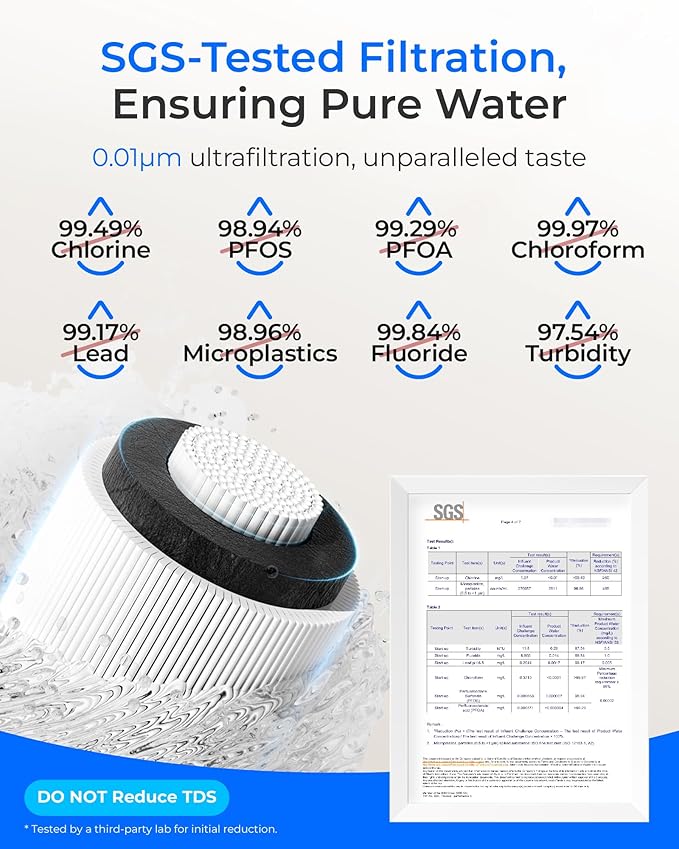 Waterdrop 17UB-UF 0.01 μm Ultra Filtration Under Sink Water Filter System, 3 Years, Reduces Lead, Chlorine, Bad Taste & Odor, with Dedicated Brushed Nickel Faucet