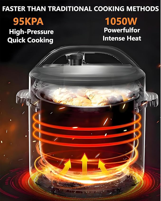 Electric Pressure Cooker, 5 Quart Stainless Steel Multi-Function Electric Cooker, Slow Cooker With 24-Hour Reservation Function, Suitable For Meat, Cake, Congee, Rice, etc., Black