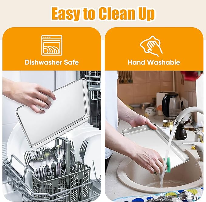 Homikit 1 Pack Baking Sheet, 10 x 8 Inch Stainless Steel Cookie Tray Set for Cooking Toasting, Small Metal Toaster Oven Baking Pan Non Stick, Rustproof & Mirror Finish, Dishwasher Safe
