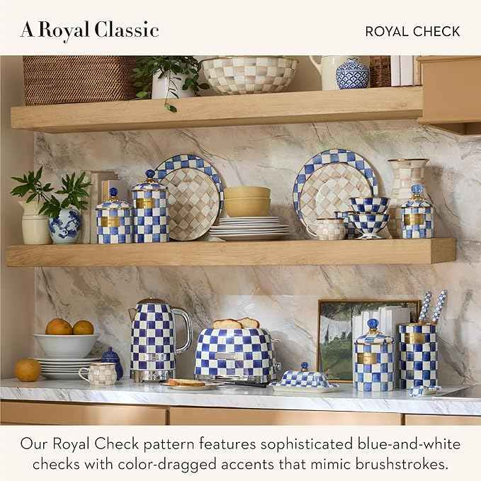 MACKENZIE-CHILDS 2-Slice Toaster, Decorative Toaster for Kitchen, Blue-and-White Royal Check
