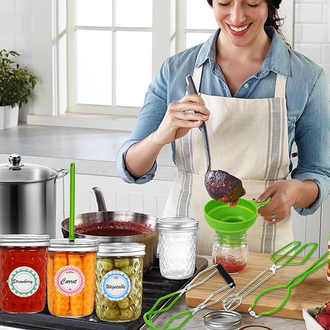 Canning Pot Water Bath Canner with Rack and Mason Jars, 20 Quart Stainless Steel Stock Pots, Canning Supplies Starter Kit Beginners Tools Set, Jar Lifter Tongs and Pickling Kit Accessories