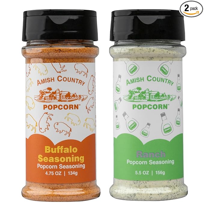 Amish Country Popcorn | Buffalo and Ranch Seasoning Bundle | Old Fashioned, Non-GMO