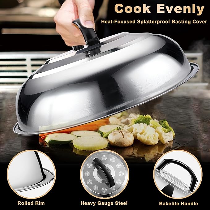 238PCS Premium Griddle Accessories Kit, Griddle Tools for Flat Top Grill with Enlarged Spatulas, Burger Press, Basting Cover & Storage Bag, Flat Top Grill Accessories for Outdoor Barbecue