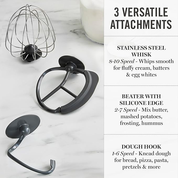 Martha Stewart  Tilt-Head Stand Mixer, 12 Speed, 5.3QT Stainless Steel Bowl, Splash Guard with Pour Chute, Whisk, Dough Hook, Flat Beater, Electric Kitchen Baking Mixer, Bread, Cake, Whip, Honeydew