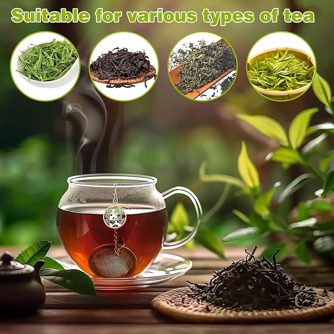 2Pcs Stainless Steel Mesh Tea Infuser, 2.1 inch Tea Ball with Panda Pendant,Tea Strainer Tea Diffuser Tea Steeper for Filtering Tea,Tea Infusers for Loose Tea (Panda, 2PC)