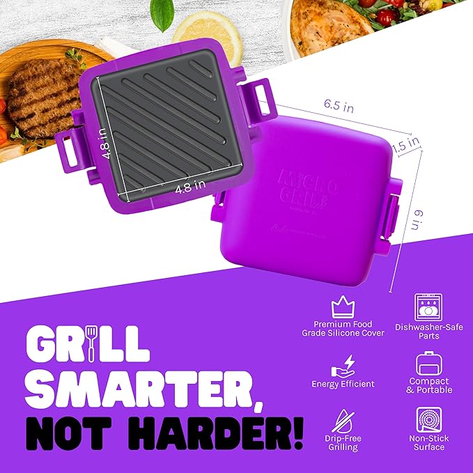 Classic™ Microwave Sandwich Maker, Microwave Grill, Toaster, 3 Minute Grilled Cheese Sandwich Maker, Thick Silicone Cover, Safe Food Grade, Panini Press, Dishwasher Safe (Purple, Regular)