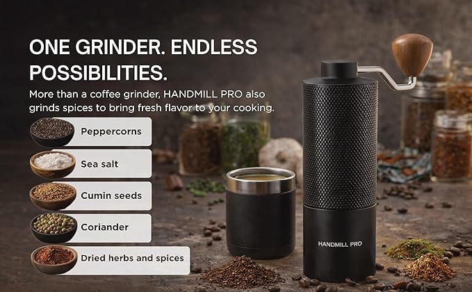 Manual Coffee Grinder - Adjustable Setting for French Press/Espresso Adjustable Setting for French Press/Espresso - (Storing tin + cleaning brush + measuring scoop)