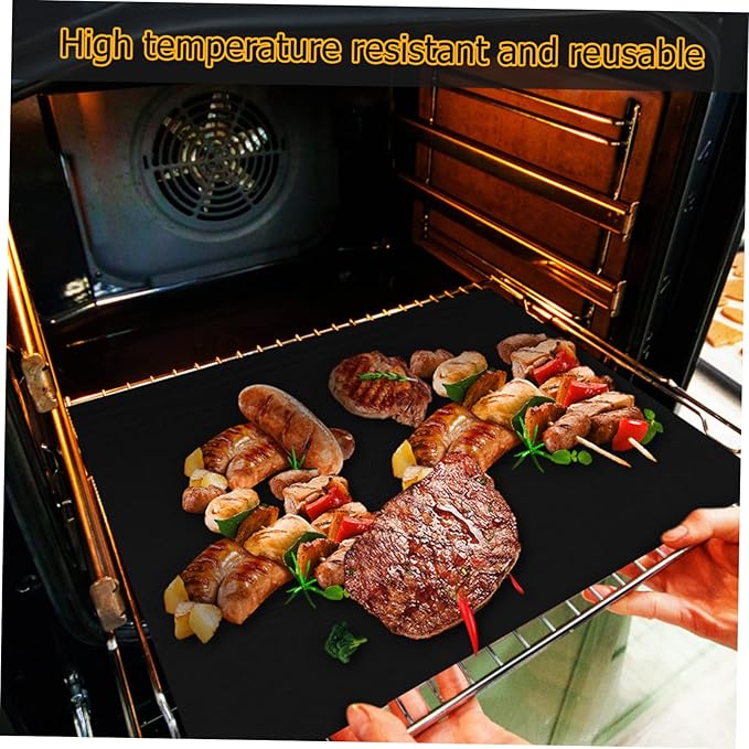 Alipis 9pcs Non-stick Oven Liners and Grill Mats High-temperature Resistant Cooking Mats for Even Heating Reusable Baking