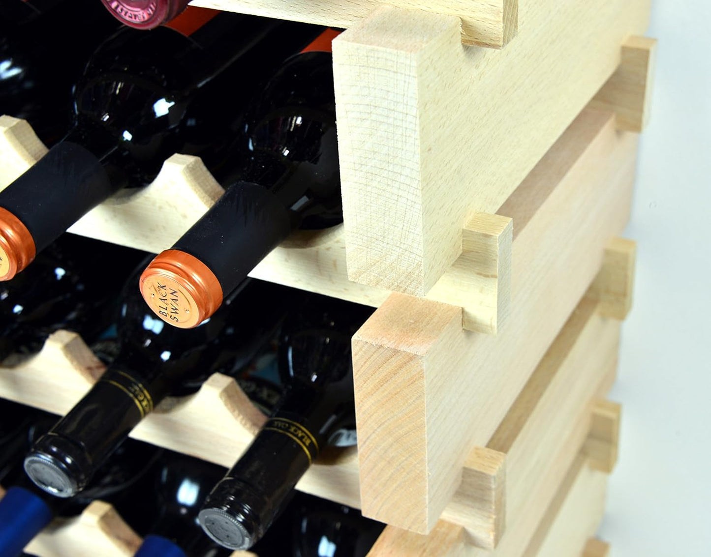 sfDisplay.com,LLC. Modular Wine Rack Beechwood 40-120 Bottle Capacity 10 Bottles Across up to 12 Rows Newest Improved Model (80 Bottles - 8 Rows)
