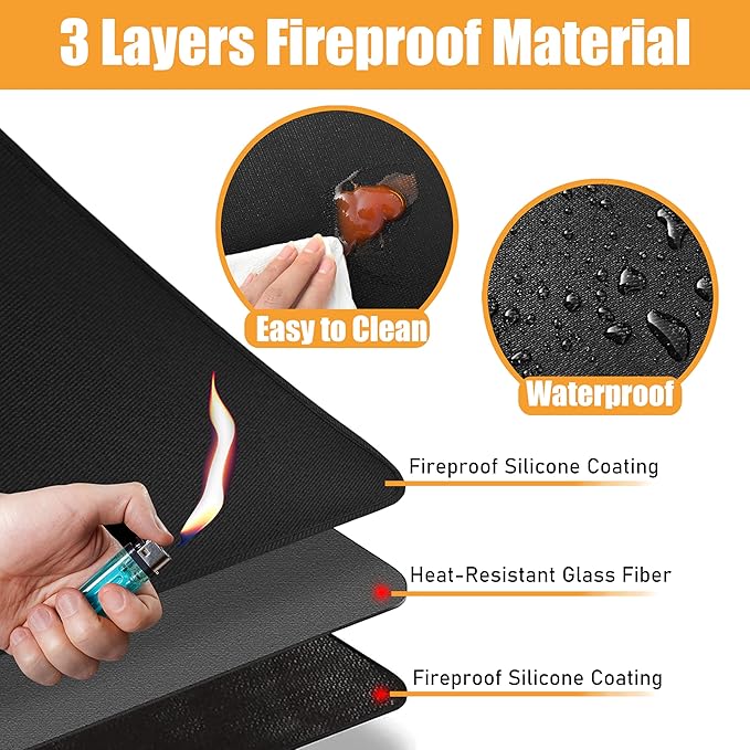 Black Extra Long Heat Resistant Mat 15x35in, Hot Pads for Countertops Under Multiple Appliances, Countertop Protector Mat for Kitchen