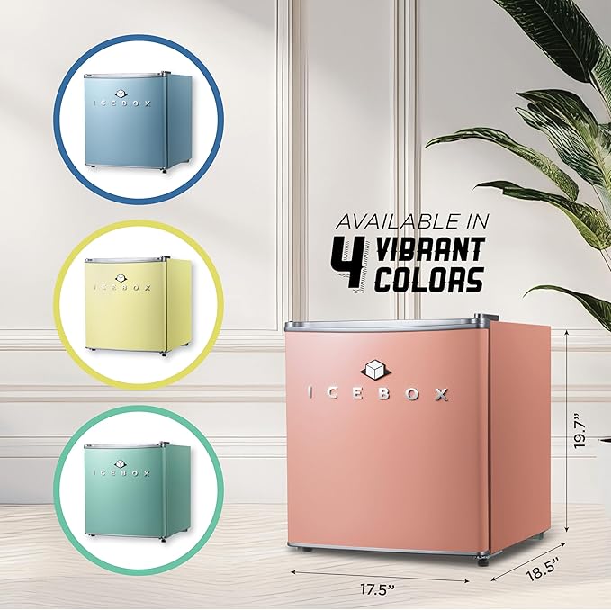 ICEBOX 1.7 Cu. Ft. Compact Refrigerator, ENERGY STAR Certified Small Refrigerator, Single Door Mini Fridge with Freezer, R600a Refrigerant,IBCR17BLS, Blush Red