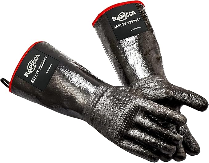 RAPICCA 700°F Heat Resistant BBQ Grill Gloves, Oil Resistant & Waterproof for Smoking, Grilling, Cooking, Deep Frying Turkey, Handling Hot Greasy Meat | Great Stocking Stuffers for Men