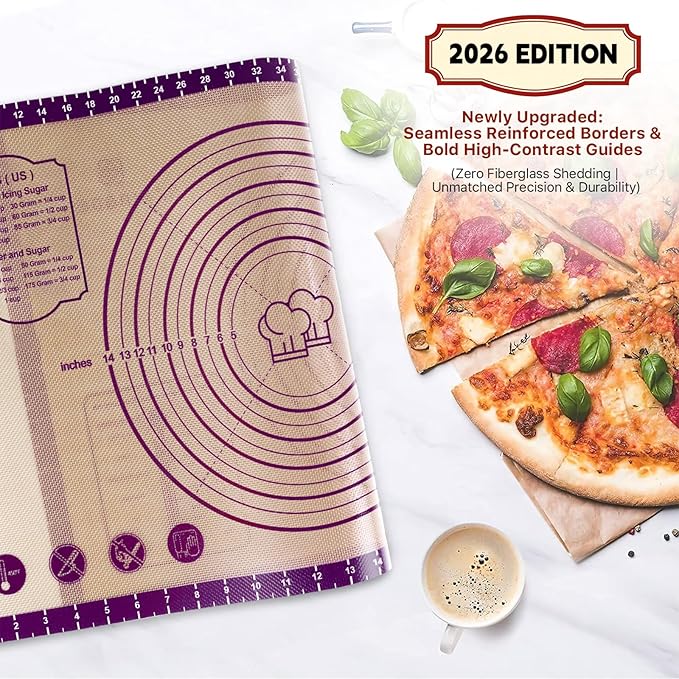 Baking Mat, 24" x36" Silicone Extra Large Non Stick Baking Sheet Mat with Measurement Non-slip Dough Rolling Mat,Reusable Food Grade Silicone Counter Mat for Making Cookies,Macarons,Bread and Pastry