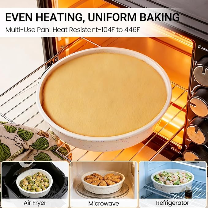 SJ 8 Inch Silicone Round Cake Pan with Metal Reinforced Frame Set of 3, Nonstick Silicone Cake Mold for Baking Suitable for Making Layers, Cheese & Chocolate Cakes