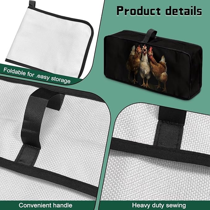 Chicken Toaster Cover 2 Slice Black Cover for 2 Slice Slim Toaster, Easy to Fold and Carry Machine Washable Dust Covers for Kitchen Appliances