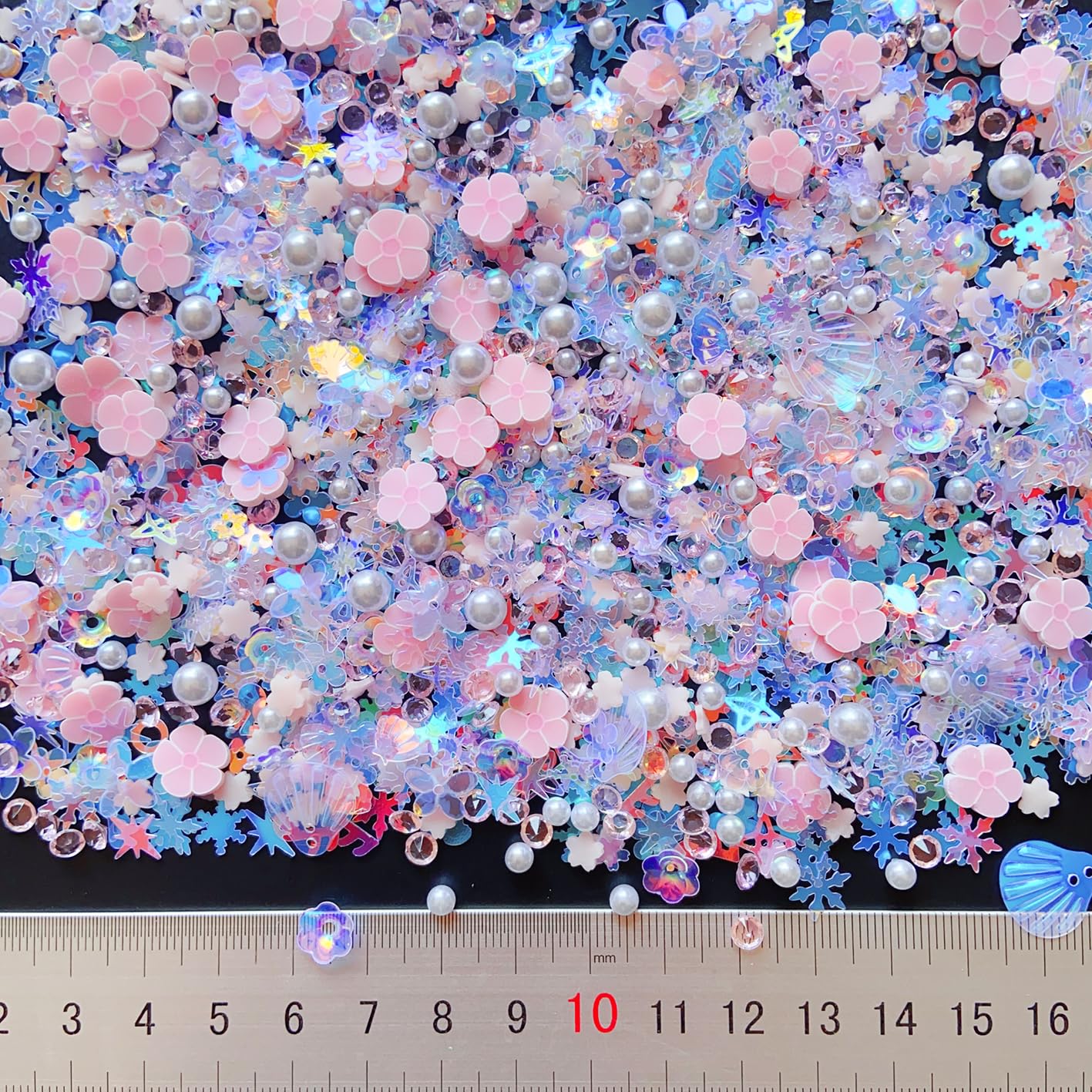Sequins Holographic Polymer Clay Slices Nail Glitter 3D Holographic Snowflake Shell Butterfly Plum Blossom Nail Sequins Slices Polymer Clay Nail Decals for DIY Nail Decoration (Pink-54)