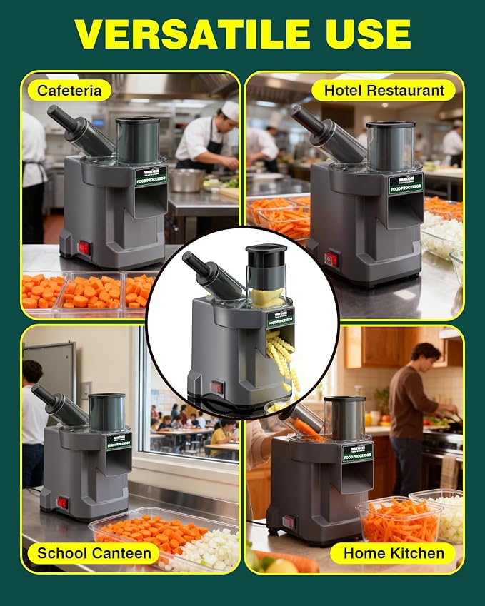 WantJoin 6-In-1 Electric Vegetable Chopper - Multifunctional Commercial Electric Food Dicer Processor For Slicing(2.5mm), Dicing(8/12mm), Chopping(2.5mm), Shredding, Crinkle Cutting, Oblique Cutting