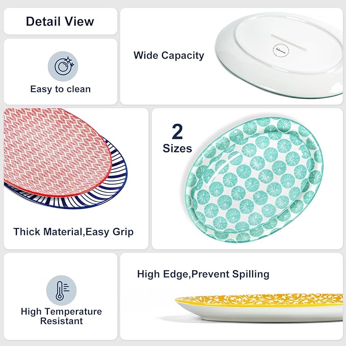 Selamica Serving Platter, 14 Inch Large Serving Dishes for Entertaining, Oval Ceramic Serving Trays for Party, Steak, Cake, Dinner, Fruit, Oven Safe, Microwave Safe, Set of 4, Assorted Colors