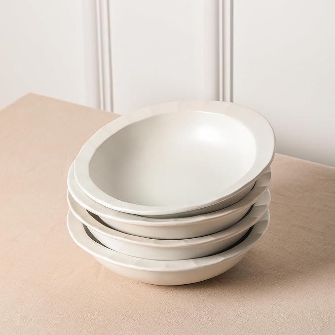 Stone Lain Oasis 12-Piece Dinnerware Set Stoneware, Dishwasher and Microwave Safe Plates and Bowls Set, Dish Set for 4, White