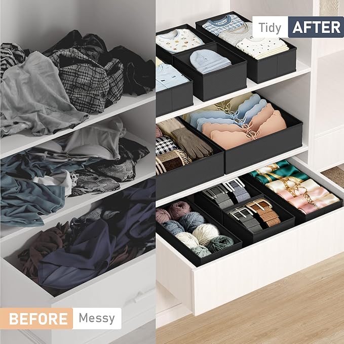 DIMJ Drawer Organizer Clothes- 26 Pack Baby Dresser Organizer for Nursery, Small Fabric Closet Drawer Organizer Bins for Underwears Socks, Foldable Storage Dividers Organization for Bedroom