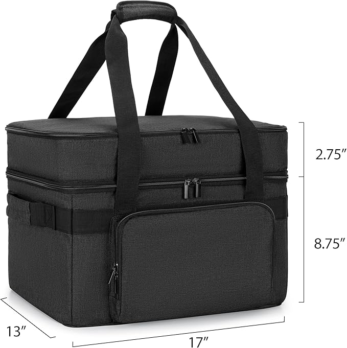 LUXJA Indoor Grill Carrying Bag with Bottom Pad Compatible with Ninja Sizzle GR101 Smokeless Grill, Double Layer Electric Grill Bag with Plates Section (Bag Only), Black
