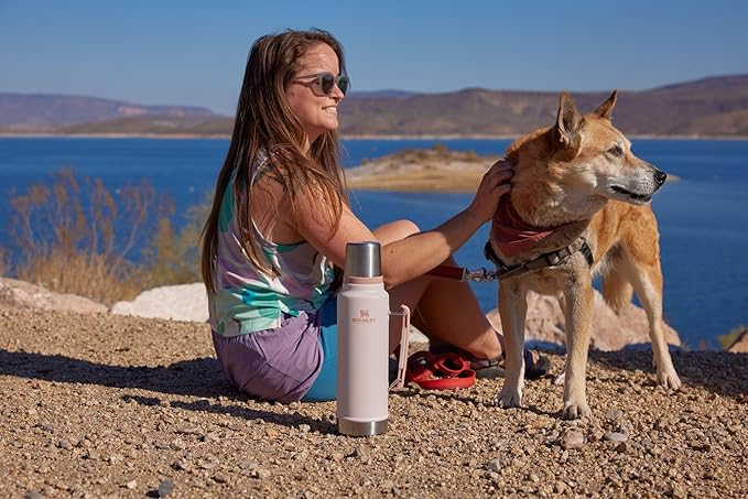 Stanley Classic Legendary Vacuum Bottle 1.5 qt | Wide Mouth with Leakproof Cup Lid | Keep Drinks Hot or Cold | Packable for Travel | Insulated Stainless Steel Thermos | BPA-Free | Hammertone Green