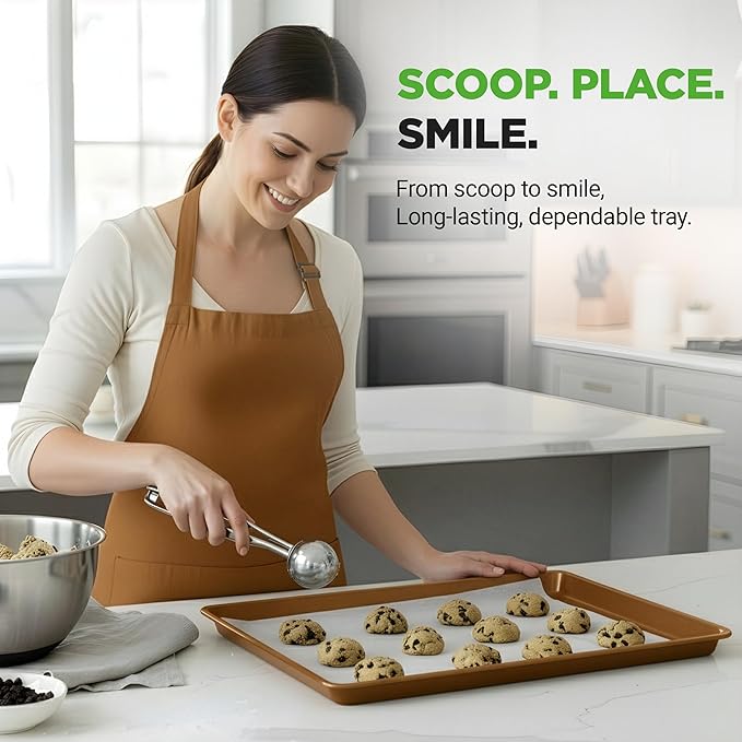 NutriChef 8-Pack Nonstick XL Cookie Sheets for Baking - 22" x 16" Extra Large Carbon Steel Oven Baking Trays - Non Stick Coating, Stackable Baking Pans