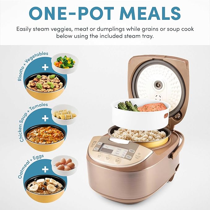 Aroma Housewares ARC-6106 Aroma Professional 6 Cups Uncooked Rice, Slow Cooker, Food Steamer, MultiCooker, Champagne