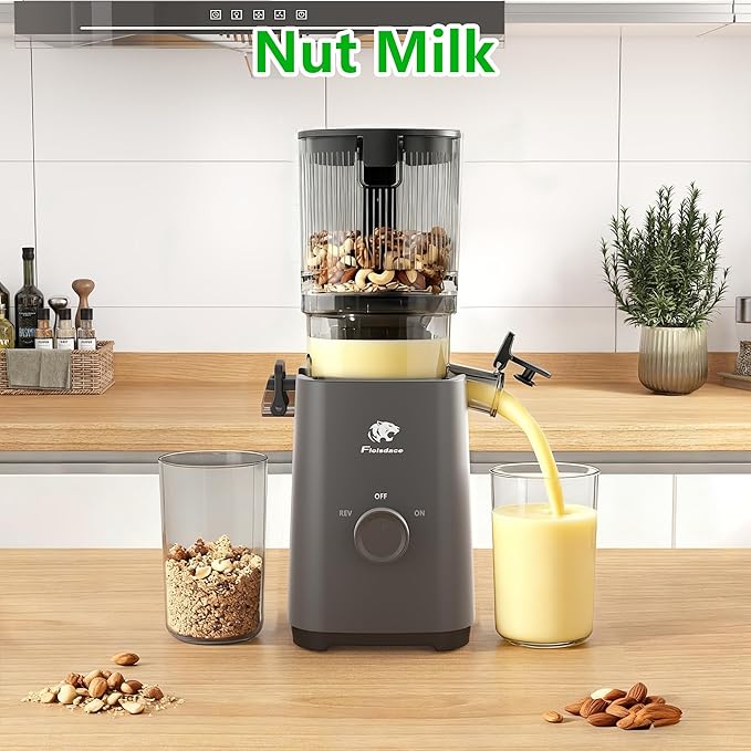 Cold Press Juicer Machines, 5.3" Large Feed Chute Slow Masticating Juicer, Powerful AC Brushless Motor Fit Whole Fruits & Vegetable, 99% Juice Yield, Ultra Quiet, Easy Clean