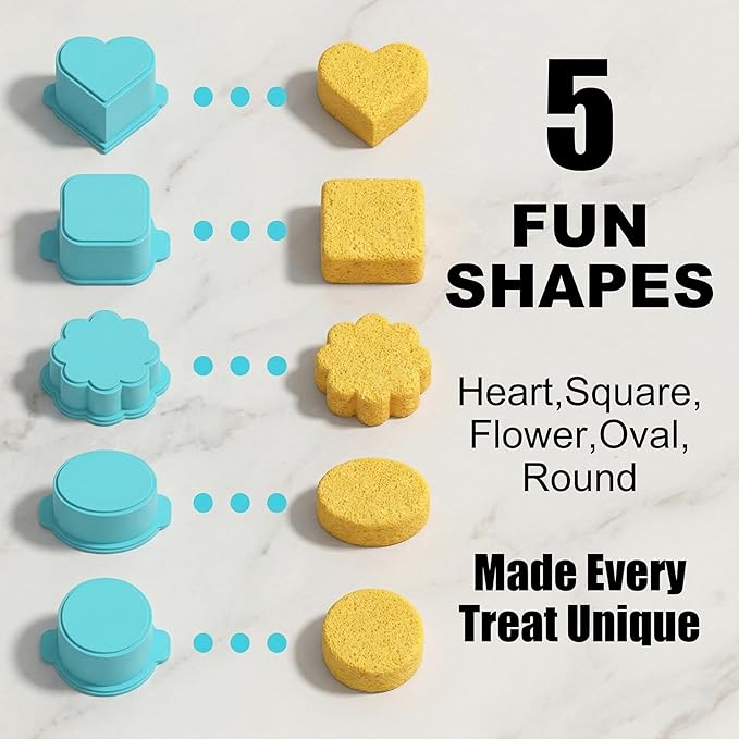 5 PCS Cake Pop Mold Set with 7.87-inch Tray, Heart Square Cloud Oval Round 3D Printed Cake Pop Cutter and Pusher, Baking Molds for Home Baking, Birthday Parties, Wedding Desserts