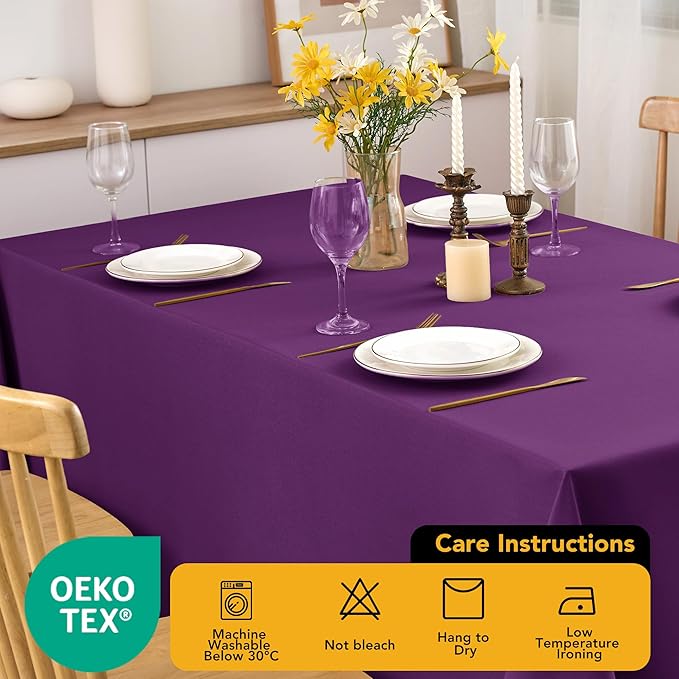 10-Pack Purple Tablecloths for Rectangle Tables, 60 x 120 Inches, Stain-Resistant Polyester Fabric for 6 Foot Tables - Washable Table Covers for Weddings, Banquets, Birthday Parties, Events